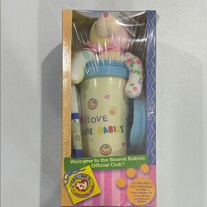 NIB Ty Beanie Babies Travel Mug, Stuffed Animal & Yellow and Pink Colors plus!